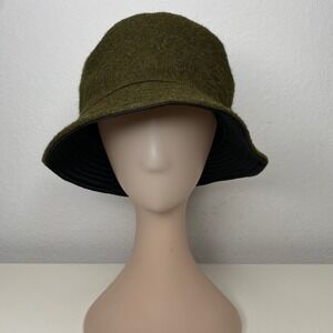 J.Crew Olive Green Wool Blend Bucket Hat Lined Minimalist Classic Style L/XL